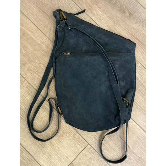 NEW PAPUCEI x FREE PEOPLE BLUE SUEDE LEATHER LEXY BACKPACK BAG CROSSBODY - Picture 2 of 7